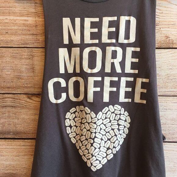 TOBI "NEED MORE COFFEE" TANK TOP IN GRAY‎ - Picture 3 of 6